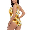thumbnail image 4 of Pofeuu Modern Elegant Sunflower Print Women's One Piece Swimsuits One Shoulder Swimwear Asymmetric Ruffle Monokinis Bathing Suits-Medium, 4 of 6