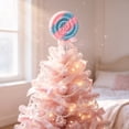 thumbnail image 4 of Tepsmf Glitter Beaded Lollipop Christmas Tree Topper Cone Shape Ornament with Bow Spring Base for Xmas Tree Holiday Party Decoration, 4 of 6
