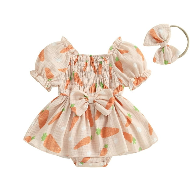 Mameluco de Pascua Outfit Lamuusaa para bebé recién nacida con diadema