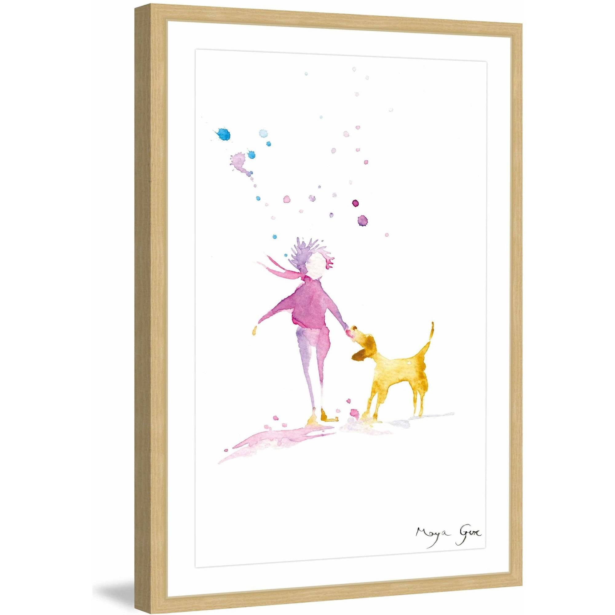 "Woman & Dog" Framed Painting Print