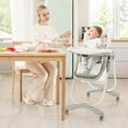 thumbnail image 2 of Costway Chaise Haute pour Bébés et Tout-Petits avec Roues Pivotantes Hauteur Réglable Repose-Pieds Blanc, 2 of 9