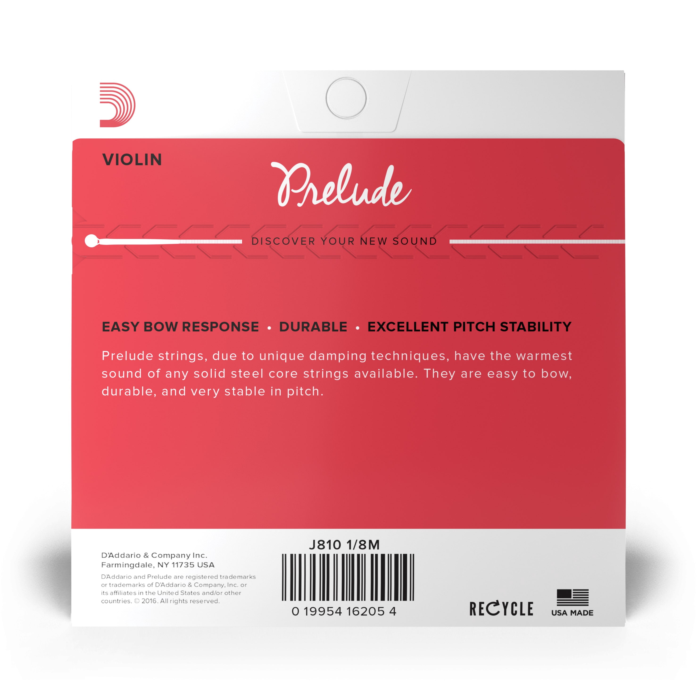 D'Addario Prelude Violin String Set, 1/8 Scale, Medium Tension