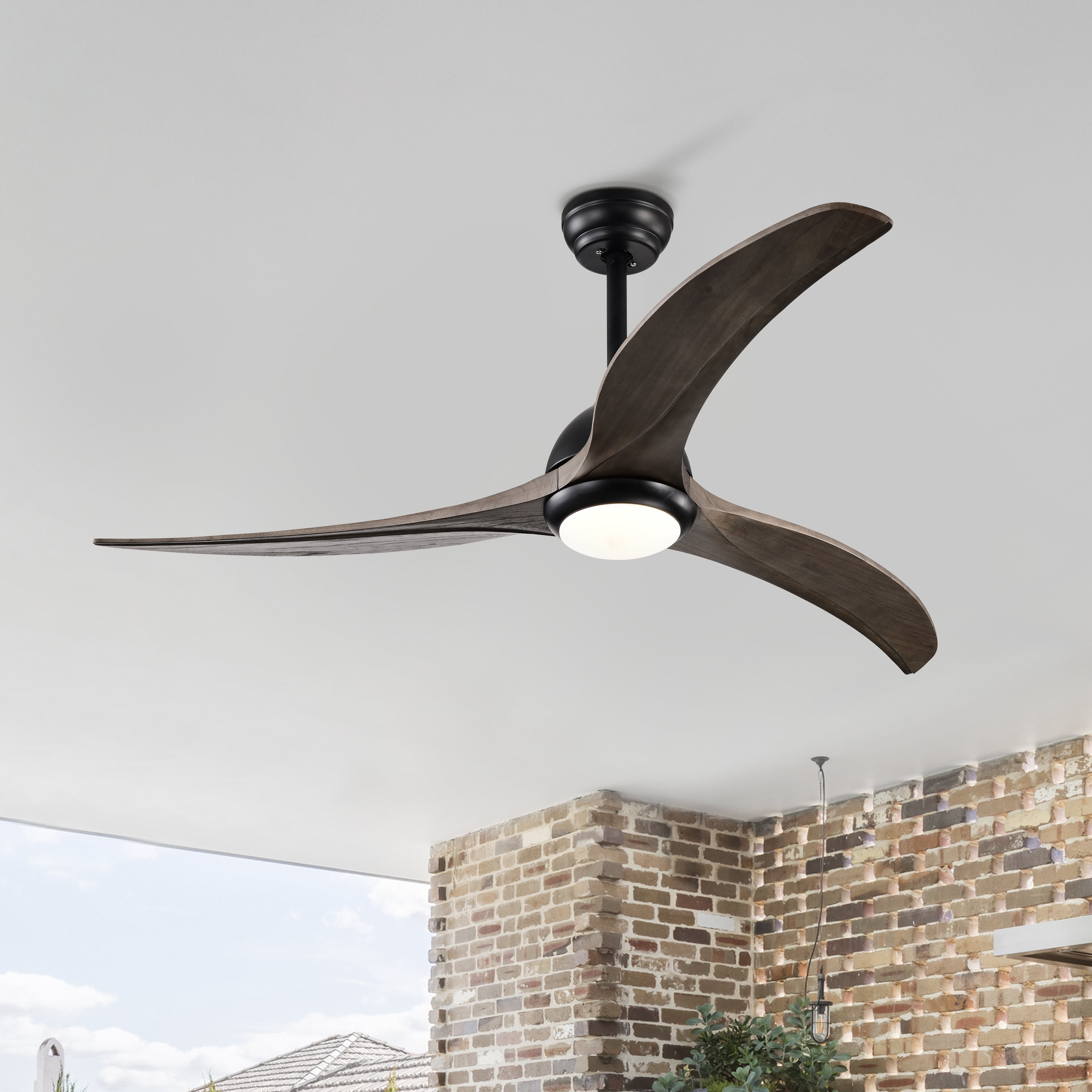 Ceiling Fan with Light, 52 Inch Reversible Noiseless Fan for Home Indoor Living Bedroom, Matte Black