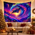 thumbnail image 3 of Manta Ray in a Cosmic Ocean Wave with Purple Planet and Sunset, Mystical Psychedelic for Ocean Lovers, Fantasy Wall Art Decor, Halloween Gift Tapestry Wall Hanging for Bedroom and Dorm, 3 of 7