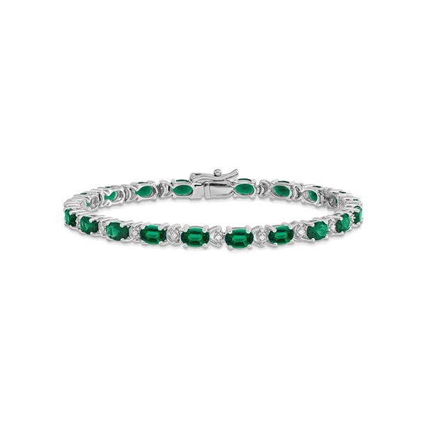 Gem And Harmony 10.50 Carat (Ctw) Lab Created Emerald Bracelet in 14K