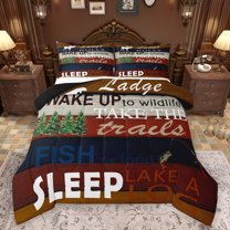 Homewish Abstract Geometric Striped Bedding Comforter Set,Lake House Twin Comforter Sets,Country Farmhouse Lodge Bedding Set For Kids,Breathable Home Decor Reversible,2pcs