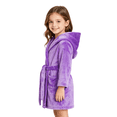 thumbnail image 6 of LYMAYTER 2-12Y Toddler Boys Girls Flannel Bathrobe Solid Color Kimono Robe Soft Cozy Hooded Bathrobe With Belt and Pocket, 6 of 10