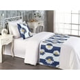 thumbnail image 2 of Daisy Bed Runner Set, Pop Art Inspired Modern Chamomile Flower Bicolored Design on Striped Back, Decorative Bedding Scarf & a Pillow Sham for Hotels Homes, Twin, Dark Lavender White, by Ambesonne, 2 of 3