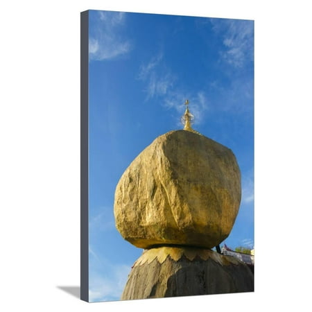 Granite Pagoda - Kyaiktiyo Pagoda on a Granite Boulder, Mon State, Myanmar Stretched Canvas Print Wall Art By Keren Su