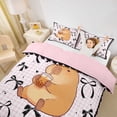 thumbnail image 3 of Erosebridal Kids Cute Capybara With Boba Tea Twin Bedding,Boys Girls Black Bow Tie Geometric Plaid Duvet Cover Set,2pcs,No Comforter,Pink Reversible, 3 of 5