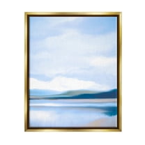 Stupell Industries Blue Beach Shore Nature Painting Gold Floater Framed Art Print Wall Art, 25 x 31