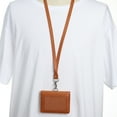 thumbnail image 5 of Uxcell Horizontal Magnetic Folded 5 Card Slots PU ID Badge Holder with Lanyard Brown, 5 of 5