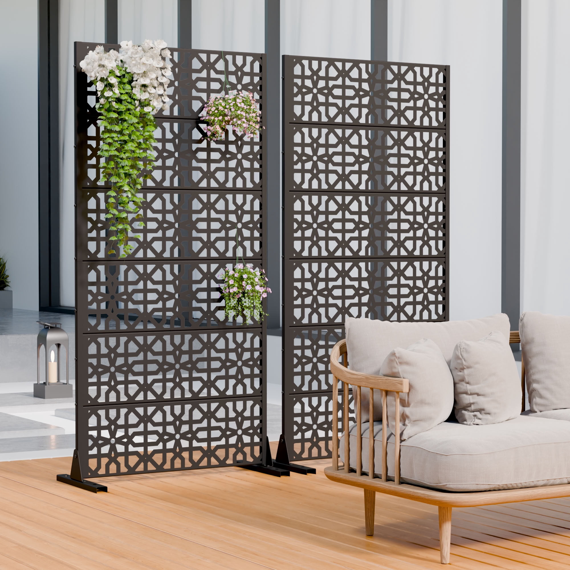 MAYEERTY 6 Panels Outdoor Privacy Screen, Metal Decorative Privacy Fence, Privacy Panel for Patio, Balcony, Backyard, Garden