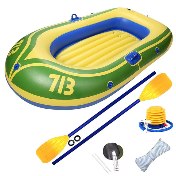 Bingirl Inflatable Boat Swimming Pool Lake Float Raft Portable Fishing Boat  Raft For Lake With Paddles Foot Pump For Adults