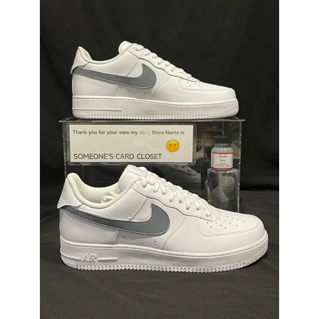 Ni&ke Air Force Low White (Grey Custom Painted Swoosh) SC-#35W