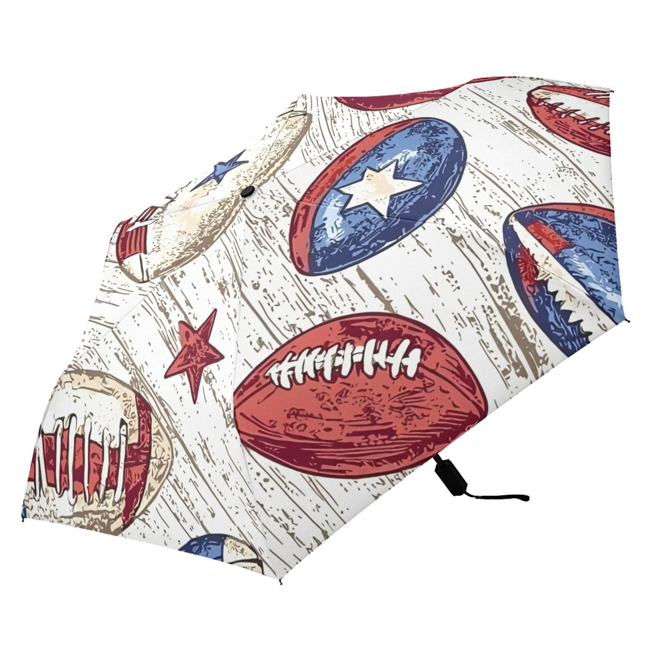 ALAZA American Rugby Football UPF 50+ Compact Folding Umbrella for Rain Travel Umbrella Packable