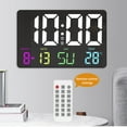 thumbnail image 3 of Digital Wall Clock Large Display, 25x2.5x16cm LED Wall Clock RGB Colorful, Adjust Five Speed Brightness LED Calendar Temperature Large Digital Alarm Clock for Bedroom, 3 of 8