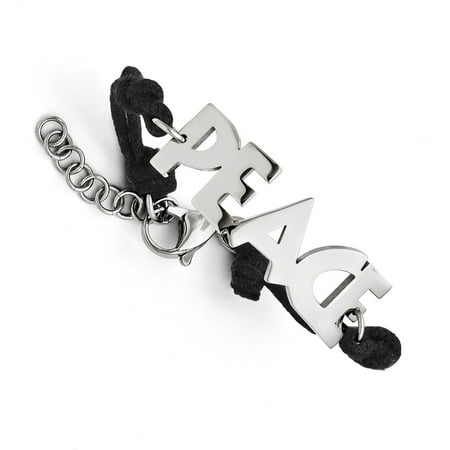 Fabric Jewelry - Roy Rose Jewelry Stainless Steel Polished Peace with 1.75'' Extension Fabric Cord Bracelet 7.5'' inches length