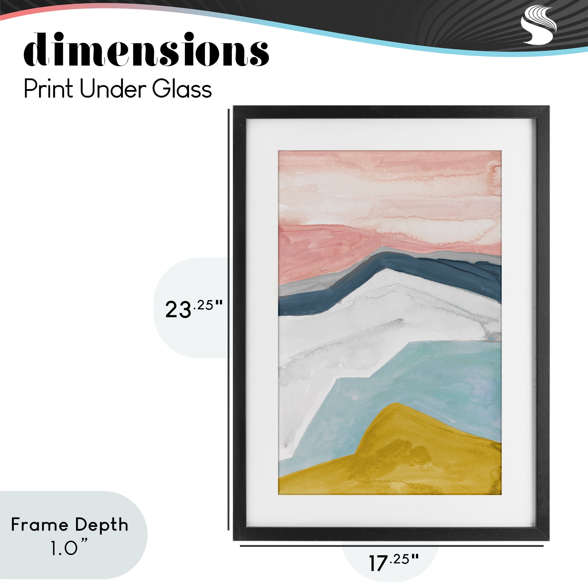 Stupell Industries Pastel Geometric Mountains Black Framed Print Under Glass, design by B. Danelle