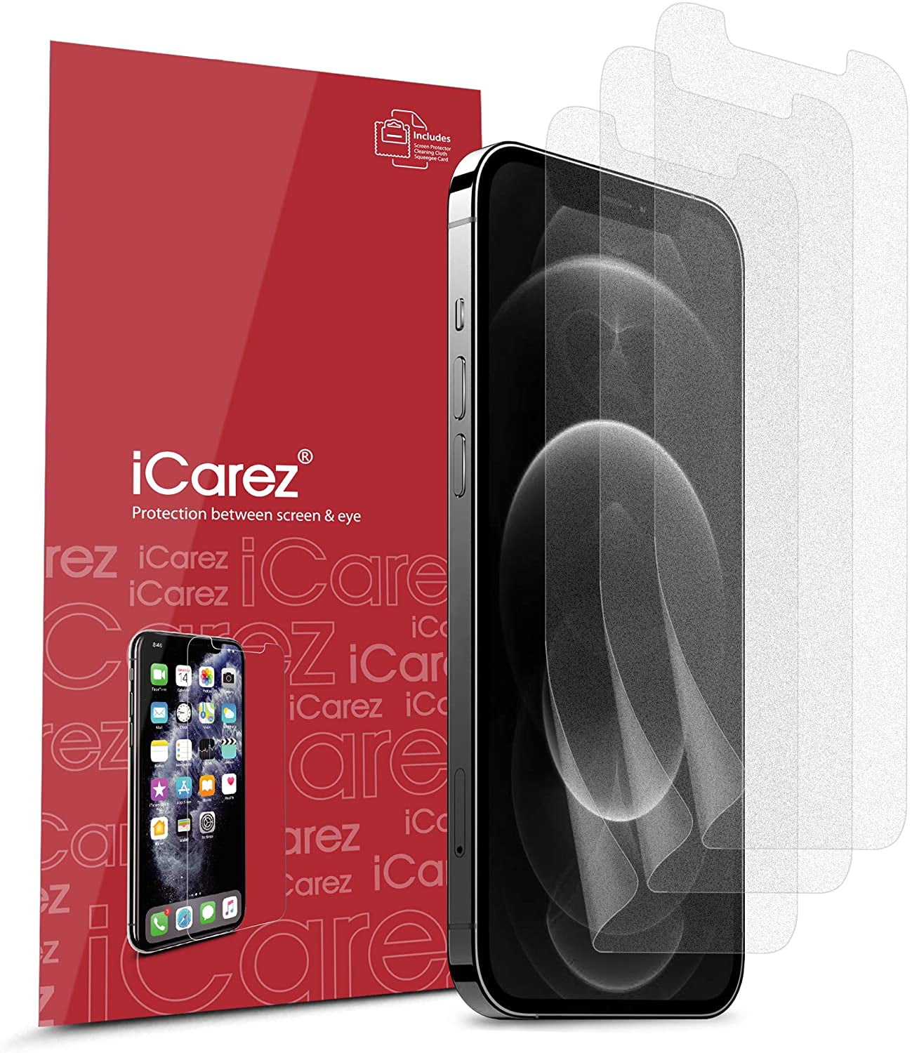 Icarez Hd Anti Glare Matte Screen Protector For Iphone 12 Pro Max 6 7 Inch 3 Pack Case Friendly Premium No Bubble Easy To Apply With Hinge Installation Walmart Com