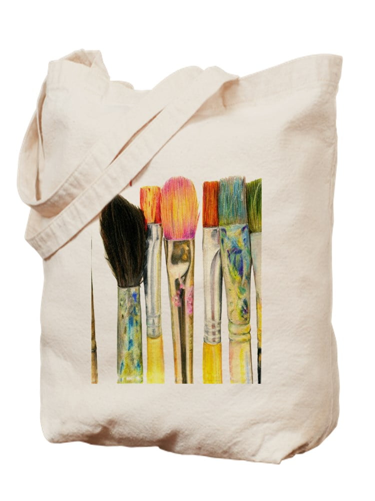 CafePress CafePress Artist Paint Brushes 02 Natural Canvas Tote Bag, Cloth Shopping Bag