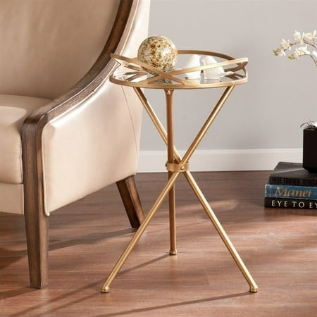 Southern Enterprises Leslie Metal Mirrored Accent Table In Bronze