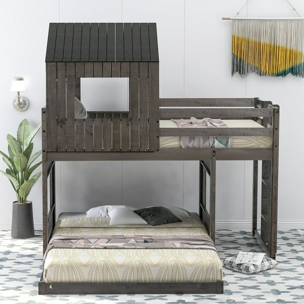 Jumper Wooden Twin Over Full Bunk Bed, Toddler Boy Bunk Beds