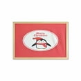 thumbnail image 1 of Christmas Wall Art with Frame, Happy Merry Christmas Design with a Round and Penguin Noel Concept, Printed Fabric Poster for Bathroom Living Room, 35" x 23", Dark Coral and White, by Ambesonne, 1 of 2