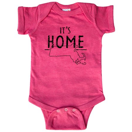 

Inktastic It s Home- State of Massachusetts Outline Distressed Text Gift Baby Boy or Baby Girl Bodysuit