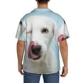 thumbnail image 5 of Balery Puppy Licks Nose Men's Casual Button Down Shirt Short Sleeve Textured Summer Cuban Beach Shirts-Large, 5 of 7