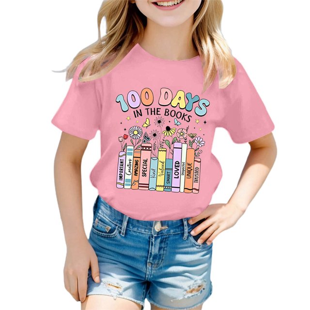 TZEWGL T-Shirts For Newborn Graphic Print Round Neck Loose Short Sleeve Top For Baby size 6-7T