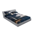 thumbnail image 2 of Ambesonne Colorful Fitted Sheet & Pillow Sham Set, Moonlight Island Sea, Queen, Multicolor, 2 of 2