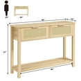 thumbnail image 2 of AKDSteel Table Console en Rotin Chêne Caramel Récupéré, Table Bohème pour Entrée/sofa avec 2 Tiroirs et Rangement à 2 Niveaux pour Couloir et Vestibule, 2 of 6