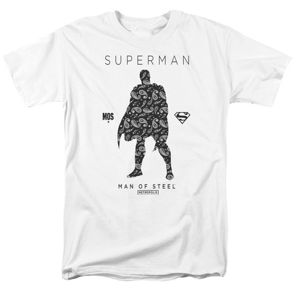 Superman Paisley Sihouette Adult 18/1 T-Shirt White