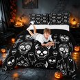 thumbnail image 3 of Homewish Halloween Candy Skull Full Size Comforter Sets, Spooky Animal Bedding Comforter Set, Black White, Black Reversible, 3pcs 1 Comforter and 2 Pillowcases, 3 of 6