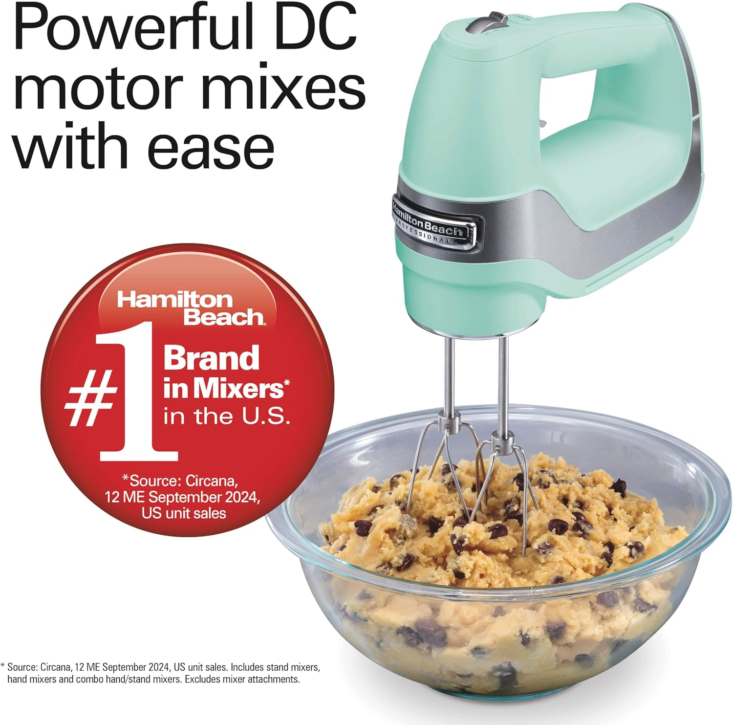 5-Speed Electric Hand Mixer with Snap-On Storage , QuickBurst, Stainless Steel Twisted Wire Beaters and Whisk, Mint
