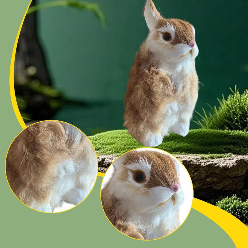 LeeQinersw Simulation Plush Animal Model Toy Home & Fairy Garden Décor - Brown Rabbit