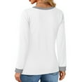 thumbnail image 4 of MOSHU Color Block T Shirts for Women V Neck Long Sleeve Womens Shirts Loose Fall Tops with Pocket, 4 of 8