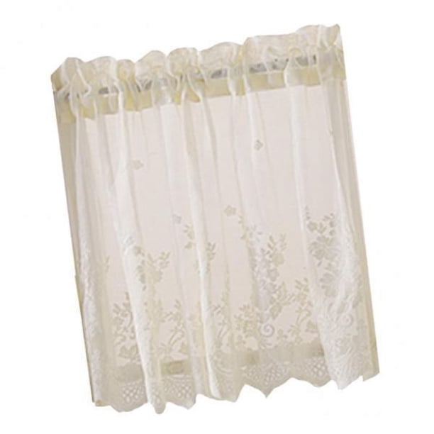 Cenefa de Cortina Transparente de Gasa de Ventana de Encaje Bordado Sunnimix 74*61 Cm Color Crema