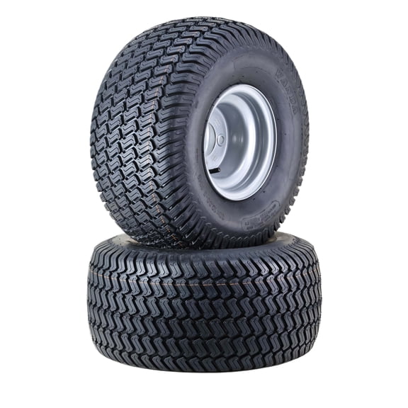 WANDA Lawn Mower Tractor Tire & wheel 20X10-8 4-Ply with 4 Lugs on 4" PCD Silver Wheel-13040,SET 2