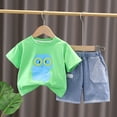 thumbnail image 2 of ASFGIMUJ Toddler Baby Boys 2 Piece Summer Clothes T Shirt With Cute Pattern Print Denim Shorts Outfit 6 Months-12 Months, 2 of 9