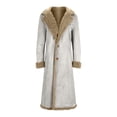 thumbnail image 4 of jtjvou Long Winter Coats for Women Faux Suede Leather Shearing Jacket Fuzzy Lined Trench Coat Business Casual Overcoat Beige XXXL, 4 of 7