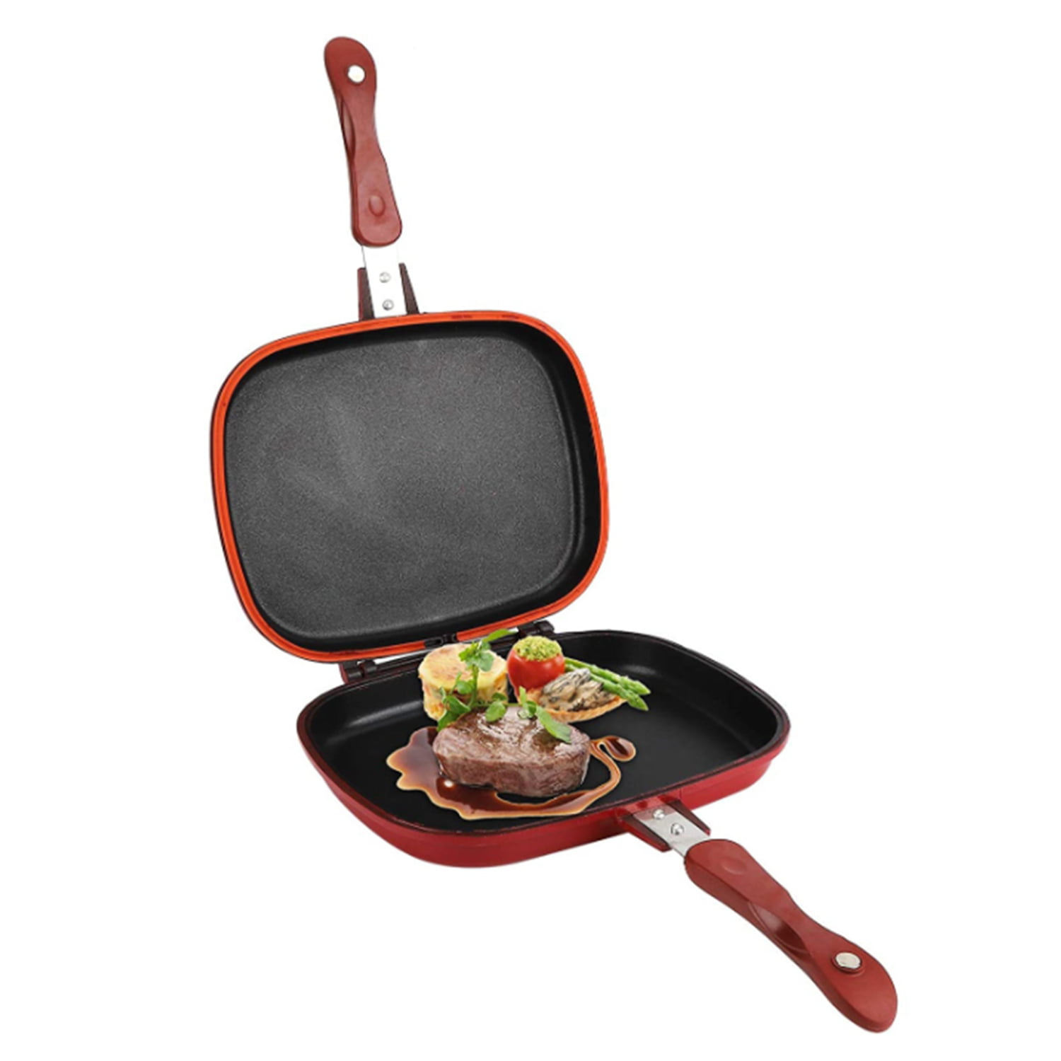 Double Sided Frying Pan Camping Sandwich Toaster Grill,Non-Stick Omelette Egg Breakfast Maker Aluminum Alloy Sandwich Toaster Mold Tortilla Pan Griddle Pan