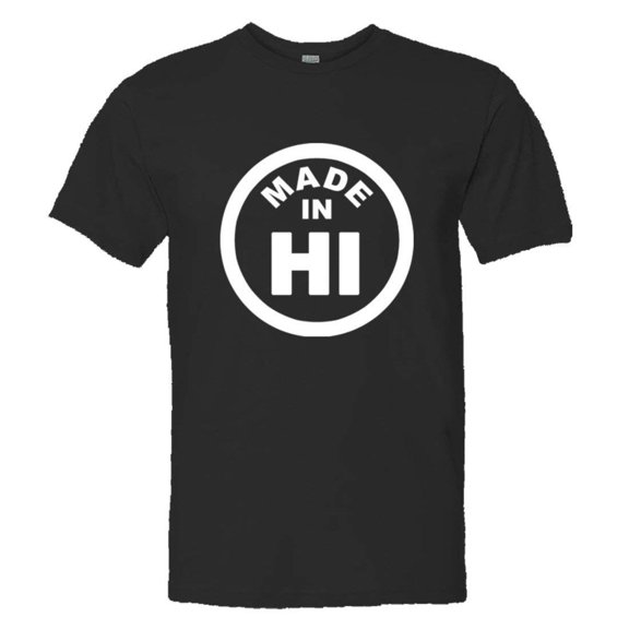 PleaseMeTees™ Mens From Born Made In Hawaii Hi Logo Label HQ Tee