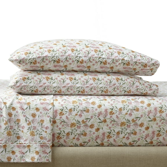 Better Homes & Gardens 2-Piece 300 Thread Count Bashful Blooms Warm Cotton Sateen Pillowcase Set, King