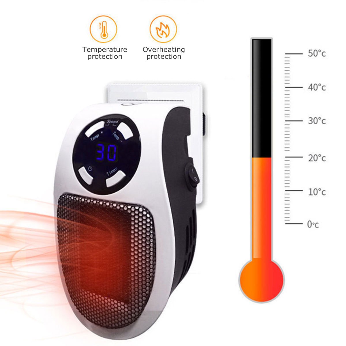 Maalr Portable Electric Heater 500W Mini Fan Heater Wall-Mounted Heater  Household Wall Handy Heating Stove 2 Gear - Walmart.com