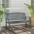 thumbnail image 2 of 46" Metal Bench For Outdoor Areas, Gray - Patio, Deck, Lawn, , Classic Slatted Look, Comfortable Garden Bench, 46", Backyard, Water-, Frame, 2 of 5