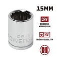 thumbnail image 2 of Powerbuilt 3/8 Inch Drive x 15 MM 12 Point Shallow Socket - 641020, 2 of 5