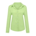 thumbnail image 5 of Womens Cotton Linen Button Down Shirts Loose Fit Long Sleeve Collared Blouse Casual V Neck Tops Outfits S-3XL Light Green L, 5 of 6