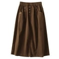 thumbnail image 2 of Maoxin Skirts for Women Women‘s Casual Loose High Waisted Mid Length Pleated Split Button Pocket Skirt ,Coffee,XL, 2 of 4